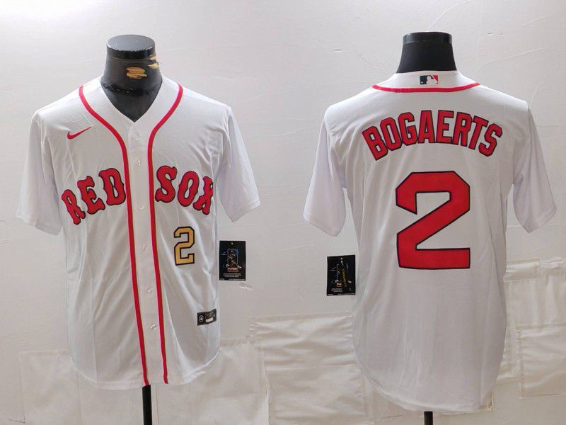 Men Boston Red Sox 2 Bogaerts White Game 2024 Nike MLB Jersey style 2